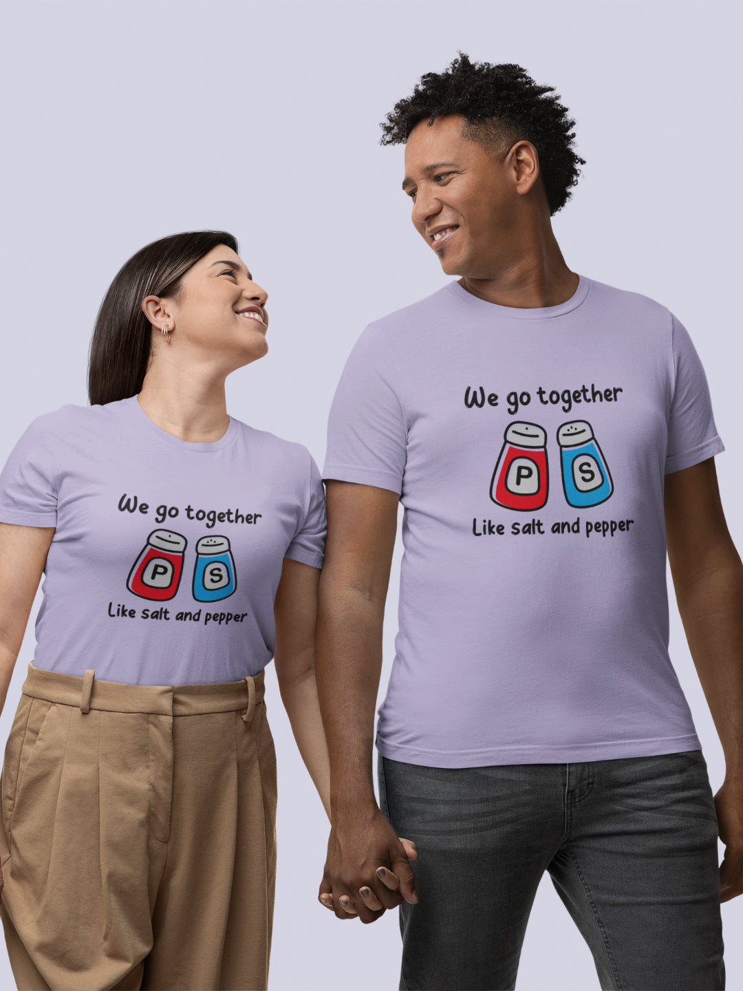 We Go Together Like Salt And Pepper Unisex Printed T-shirt