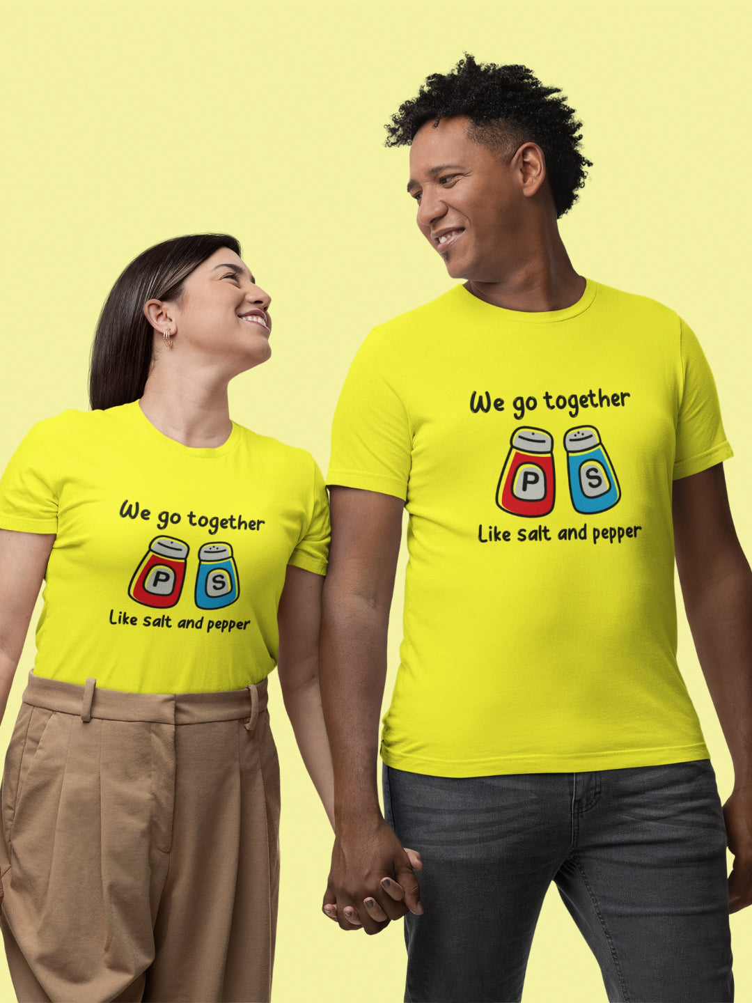 We Go Together Like Salt And Pepper Unisex Printed T-shirt