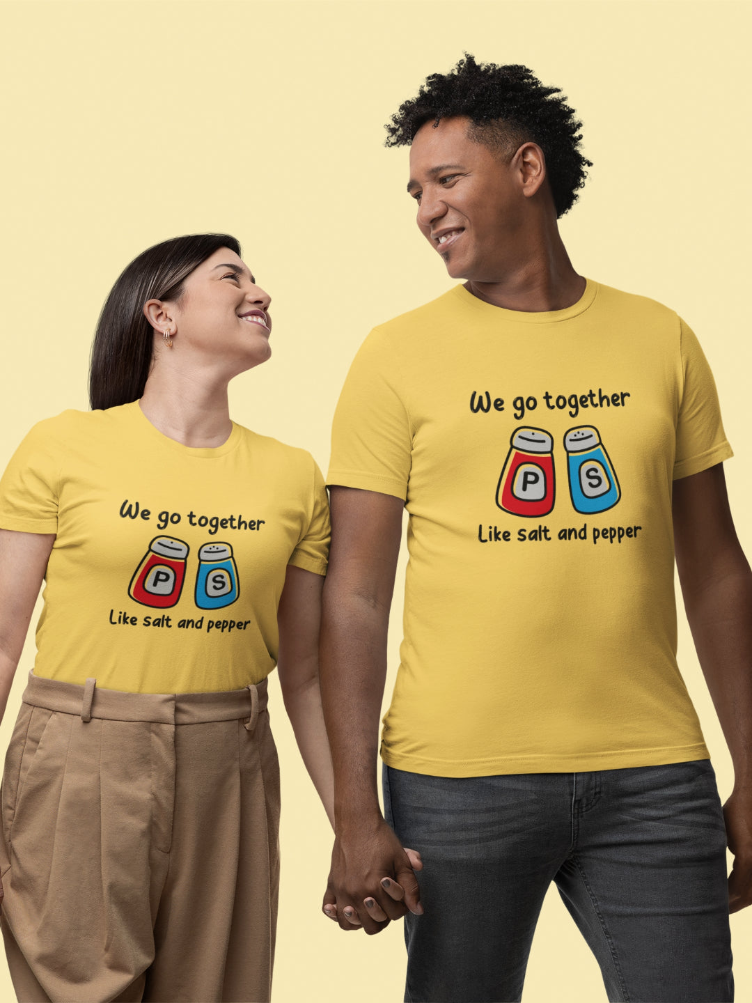 We Go Together Like Salt And Pepper Unisex Printed T-shirt
