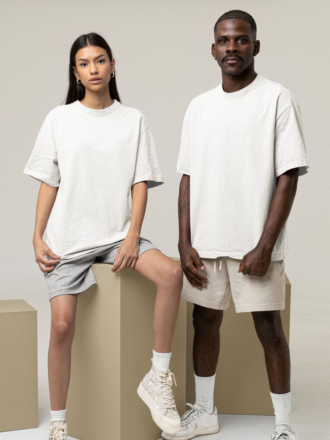 White Unisex Oversized Plain T-Shirt - 