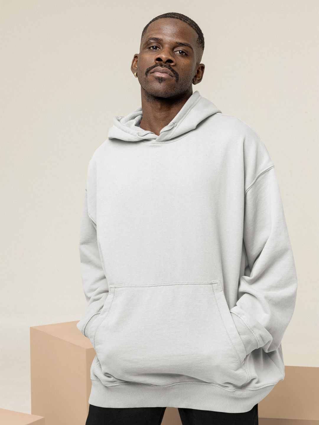 White Unisex Plain Oversized Hooded Sweatshirt