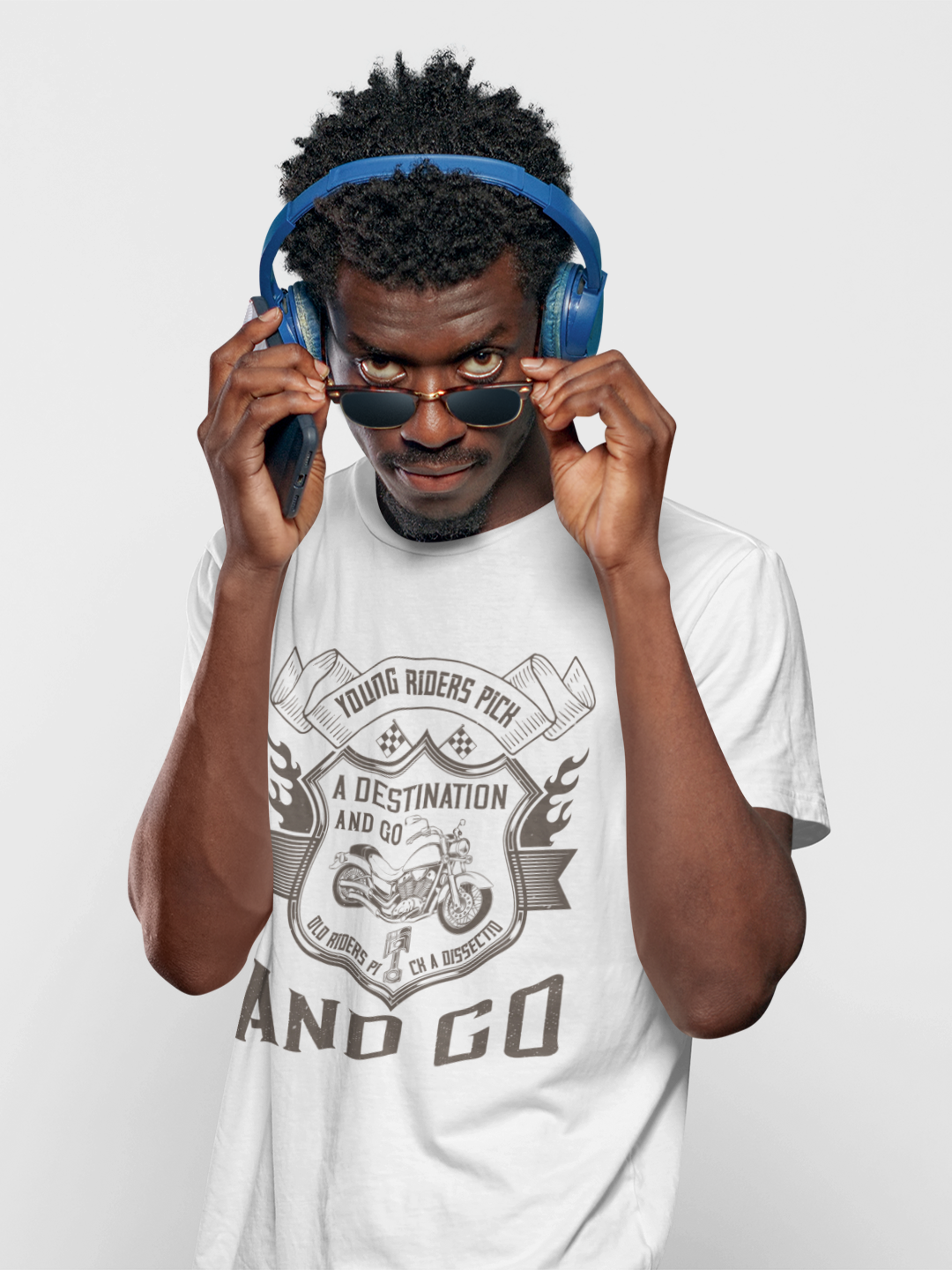 Young Riders Pick A Destination And Go Men's Printed T-shirt
