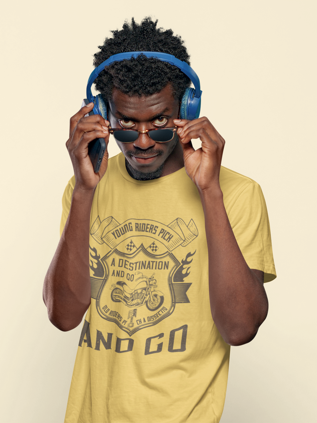 Young Riders Pick A Destination And Go Men's Printed T-shirt